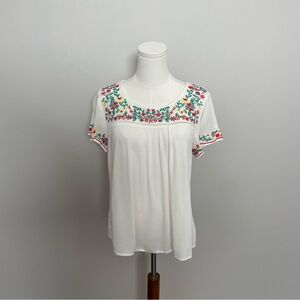 Urban Outfitters Skies Are Blue Top Embroidered Floral Spanish Boho Cottagecore